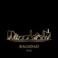 Gold silhouette of Baghdad on black background Royalty Free Stock Photo