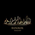 Gold silhouette of Bangkok on black background