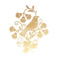 Bird sitting in the bush. Vector hand drawn illustration in vintage style Royalty Free Stock Photo