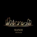 Gold silhouette of Hanoi on black background