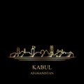 Gold silhouette of Kabul on black background