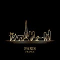 Gold silhouette of Paris on black background