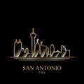 Gold silhouette of San Antonio on black background Royalty Free Stock Photo