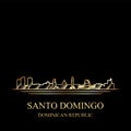 Gold silhouette of Santo Domingo on black background