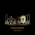 Gold silhouette of Singapore on black background Royalty Free Stock Photo