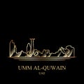 Gold silhouette of Umm al-Quwain on black background