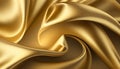 Gold silk fabric background texture abstract pattern. Luxury satin cloth 3d rendering. Royalty Free Stock Photo