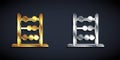 Gold and silver Abacus icon isolated on black background. Traditional counting frame. Education sign. Mathematics school Royalty Free Stock Photo