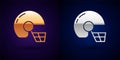 Gold and silver American football helmet icon isolated on black background. Vector Royalty Free Stock Photo