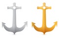 Gold and silver anchors illustration icons