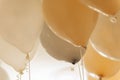 Gold and Silver balloons. Birthday Party. Balloon dÃÂ©cor. Flying Baloons. Balloon background. Royalty Free Stock Photo