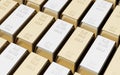 Gold and silver bars in bank vault background Royalty Free Stock Photo
