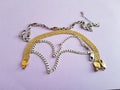 Gold silver bracelets with design Royalty Free Stock Photo