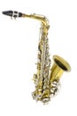 Isolated in white portrait of an alto saxophone Royalty Free Stock Photo
