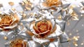 Gold Silver Broneze Rose Flowers Glitter Super Detail. Generative AI Royalty Free Stock Photo