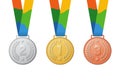 Gold, silver & bronze athlete sport championship medals Royalty Free Stock Photo