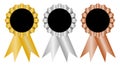 Gold, silver and bronze award medals, empty Royalty Free Stock Photo