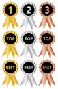 Gold, silver and bronze award medals Royalty Free Stock Photo