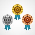 Gold, silver and bronze awards. Vector.