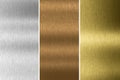 Gold, silver and bronze collection. Metal background. 3d rendering Royalty Free Stock Photo