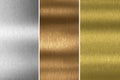 Gold, silver and bronze collection. Metal background. 3d rendering Royalty Free Stock Photo