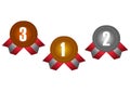 Gold, silver and bronze medal illustration with gradient color 3 Royalty Free Stock Photo
