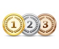 Gold, silver and bronze medal Royalty Free Stock Photo