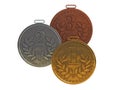 Gold, silver and bronze medals Royalty Free Stock Photo