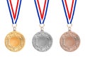 Gold silver bronze medals Royalty Free Stock Photo