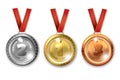Gold silver bronze medals Royalty Free Stock Photo