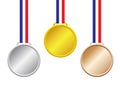 Gold, Silver, Bronze Medals Royalty Free Stock Photo