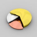 Gold, Silver and Bronze Pie Chart Royalty Free Stock Photo