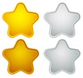 Gold, silver, bronze, platinum star shapes isolated on white