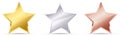 Gold, silver and bronze star set Royalty Free Stock Photo