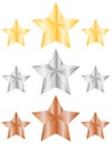 Gold, silver, bronze stars, vector illustration Royalty Free Stock Photo