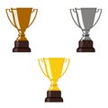 Gold, Silver, Bronze trophy cup. Royalty Free Stock Photo