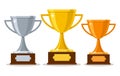 Gold silver bronze trophy cups Royalty Free Stock Photo