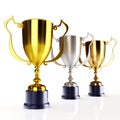 Gold silver and bronze trophy's Royalty Free Stock Photo