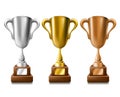 Gold, silver and bronze trophy set