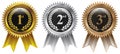 Gold, Silver, Bronze winner badge medal icon Royalty Free Stock Photo