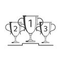 Gold silver and bronze winners cups. Royalty Free Stock Photo