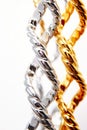 Gold and silver chain close-up Royalty Free Stock Photo