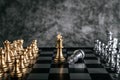 Gold and Silver Chess on chess board game for business metaphor leadership concept Royalty Free Stock Photo