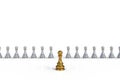 Gold and silver chess pawn on white background, Business leadership, Teamwork power and confidence concept. Royalty Free Stock Photo