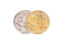 Gold and silver coin bitcoin Royalty Free Stock Photo