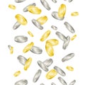 Gold and Silver Coin Rain. Vector Royalty Free Stock Photo