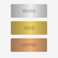 gold silver and copper materials tag, labels design vector template Royalty Free Stock Photo