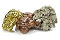 Gold, silver and copper nuggets Royalty Free Stock Photo