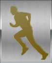 Gold on Silver Cricket Bowler Sport Emblem