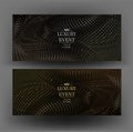 Gold and silver elegand invitations with wavy diamond pattern.